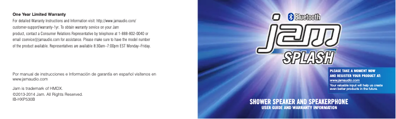 Page 1 de la notice Manuel utilisateur Jam Splash HX-P530