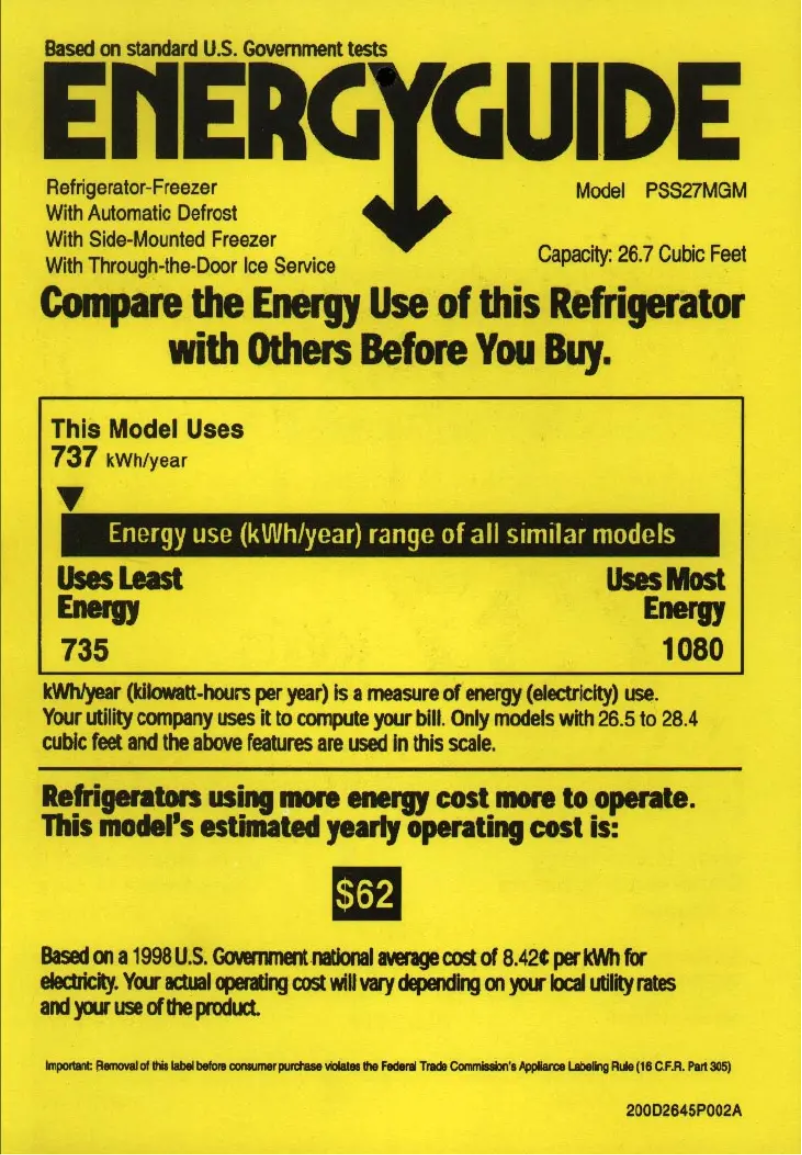 Image de la première page du manuel de l'appareil Profile Arctica PSS27MGMBB