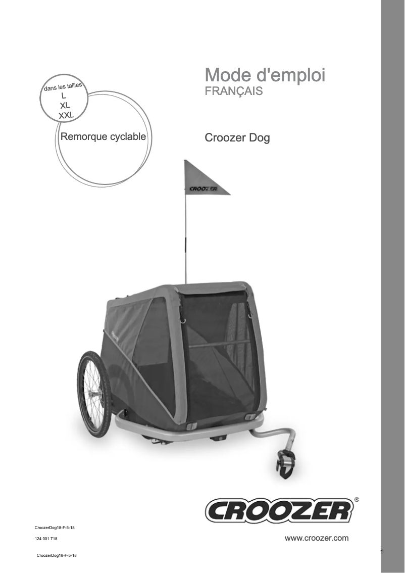 Page 1 de la notice Manuel utilisateur Croozer Dog XL