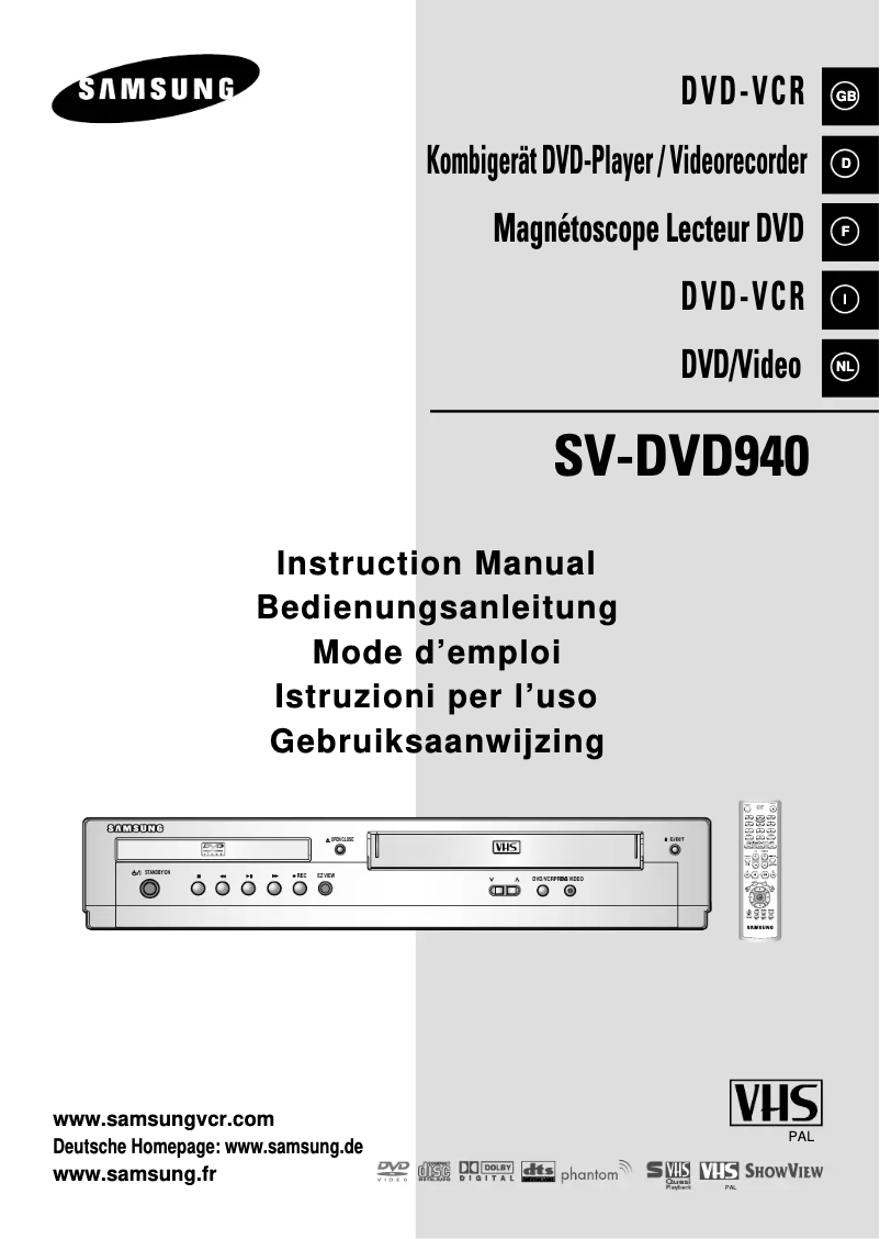 Page n°1 - Manuel utilisateur Samsung SV-DVD940
