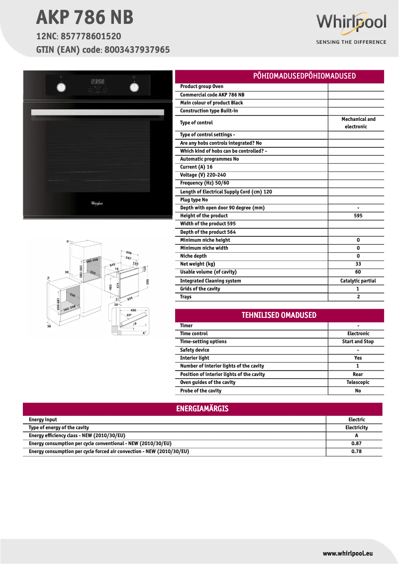 Image de la première page du manuel de l'appareil AKP 786 NB