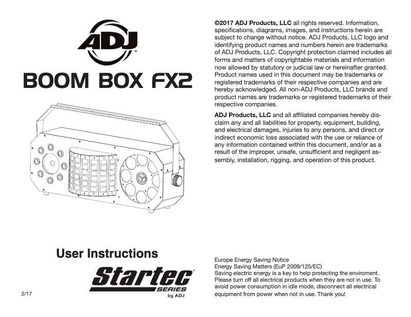 Imagen de la primera página del manual del dispositivo Boom Box FX2