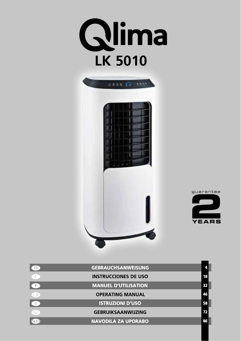 Page n°1 - Manuel utilisateur Qlima LK5010