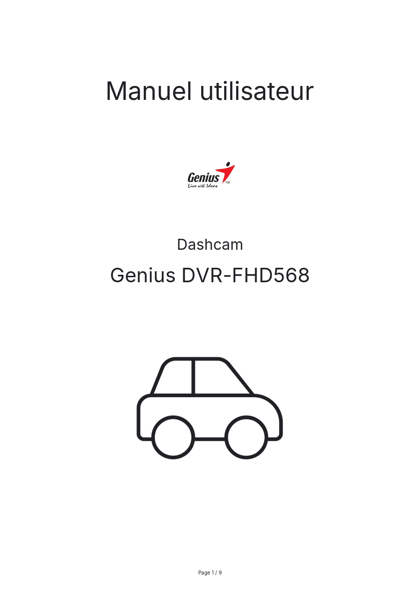 Page n°1 - Manuel utilisateur Genius DVR-FHD568