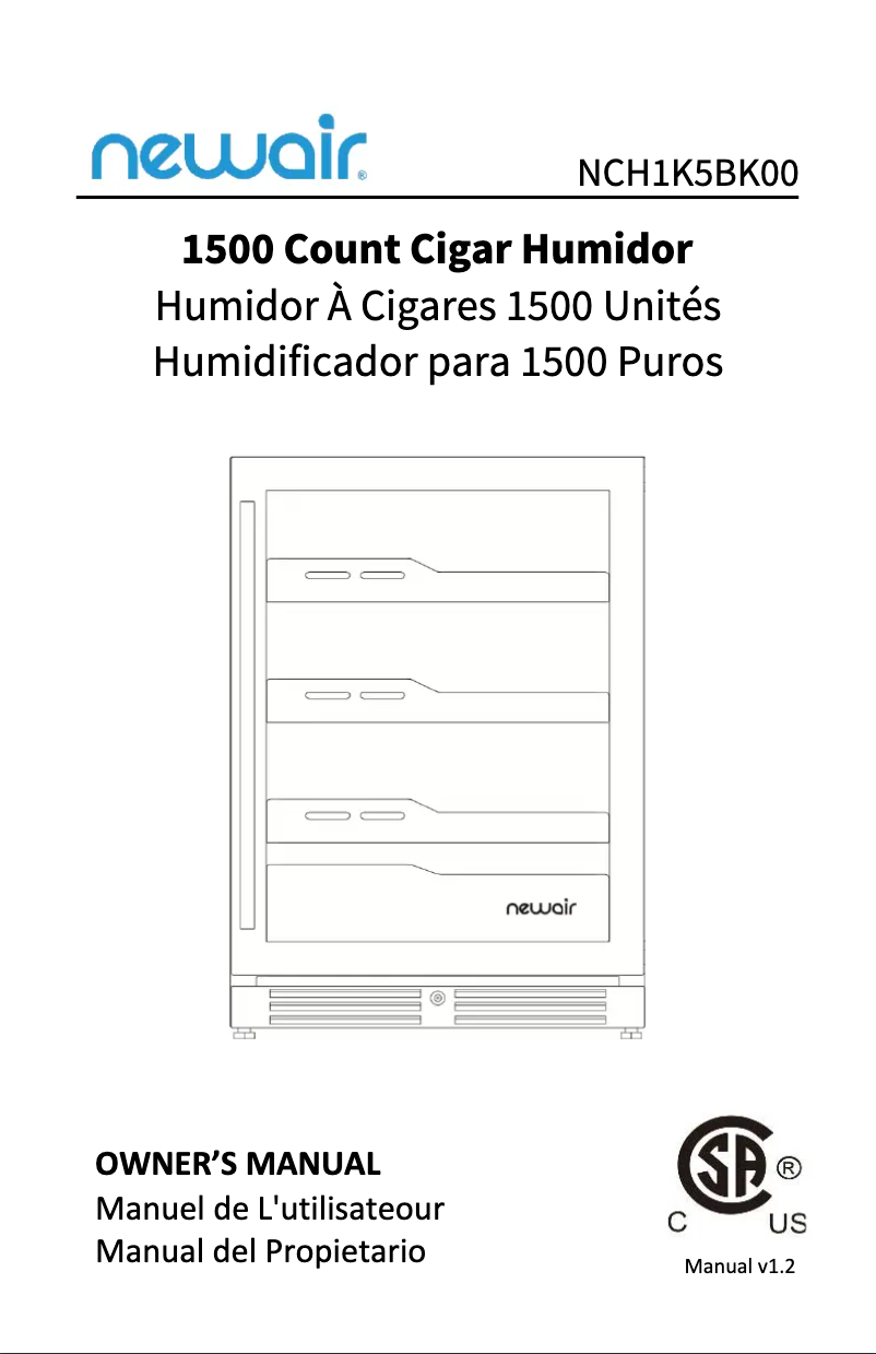Page n°1 - Manuel utilisateur NewAir NCH1K5BK00