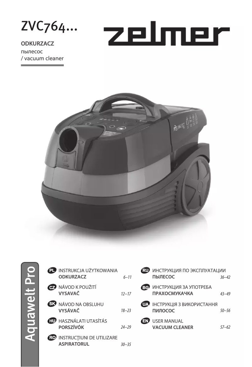 Image de la première page du manuel de l'appareil AquaweltPro ZVC764CT