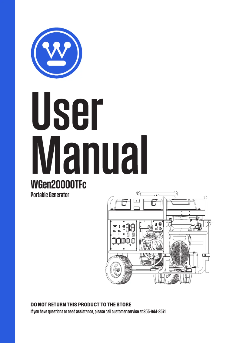 Page 1 de la notice Manuel utilisateur Westinghouse WGen20000TFc