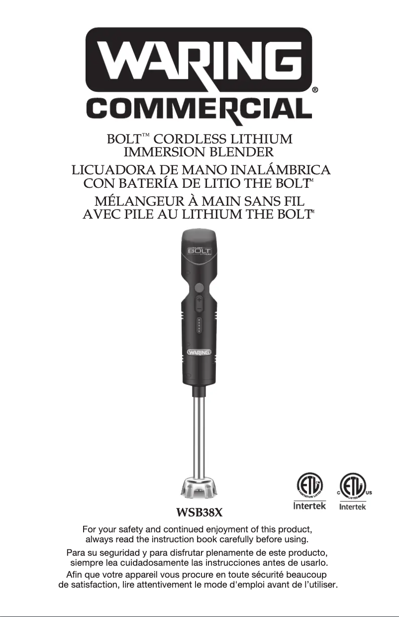 Page n°1 - Instructions / montage Waring Commercial WSB38X