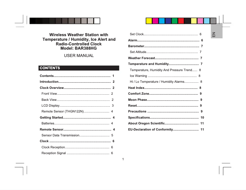 Image de la première page du manuel de l'appareil BAR388HG