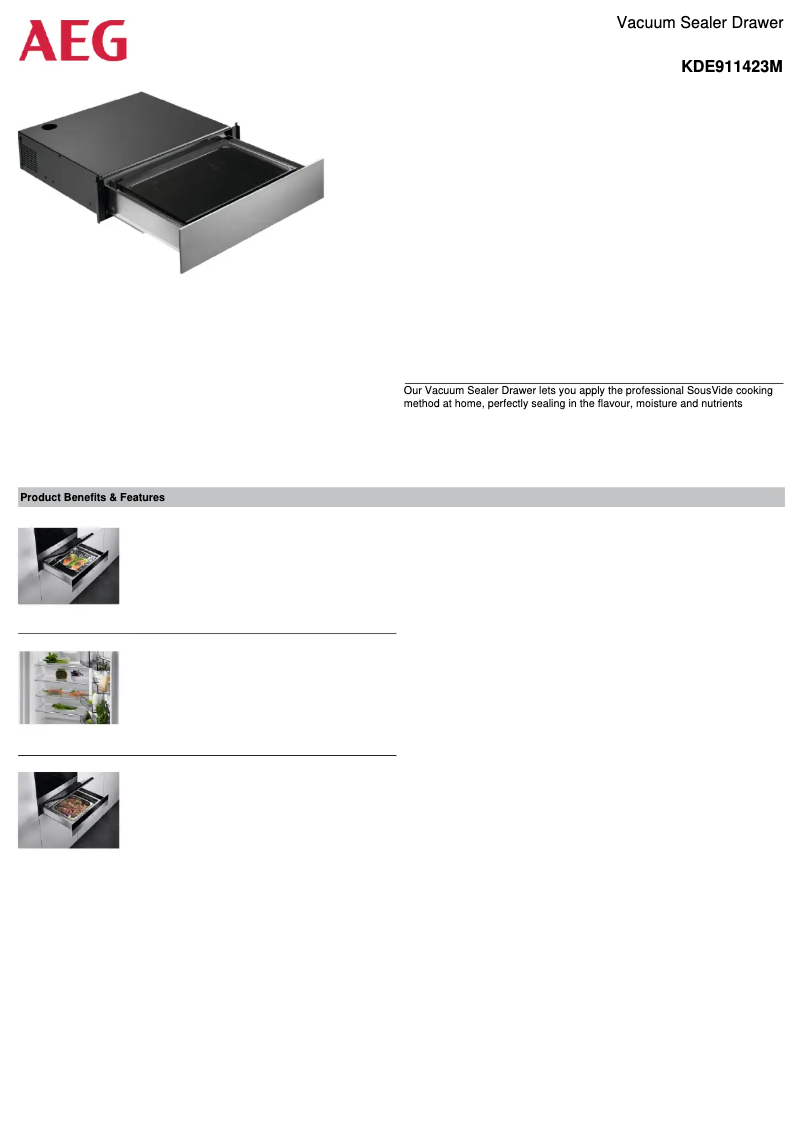 Página 1 del manual Ficha técnica AEG KDE911423M