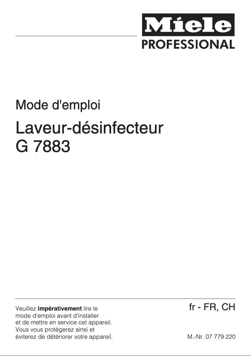 Image de la première page du manuel de l'appareil G 7883