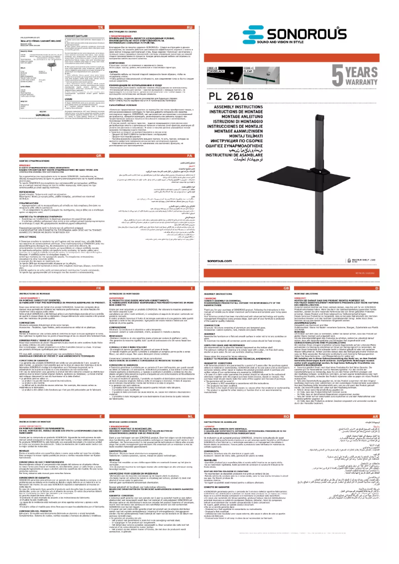 Page n°1 - Manuel utilisateur Sonorous PL 2610