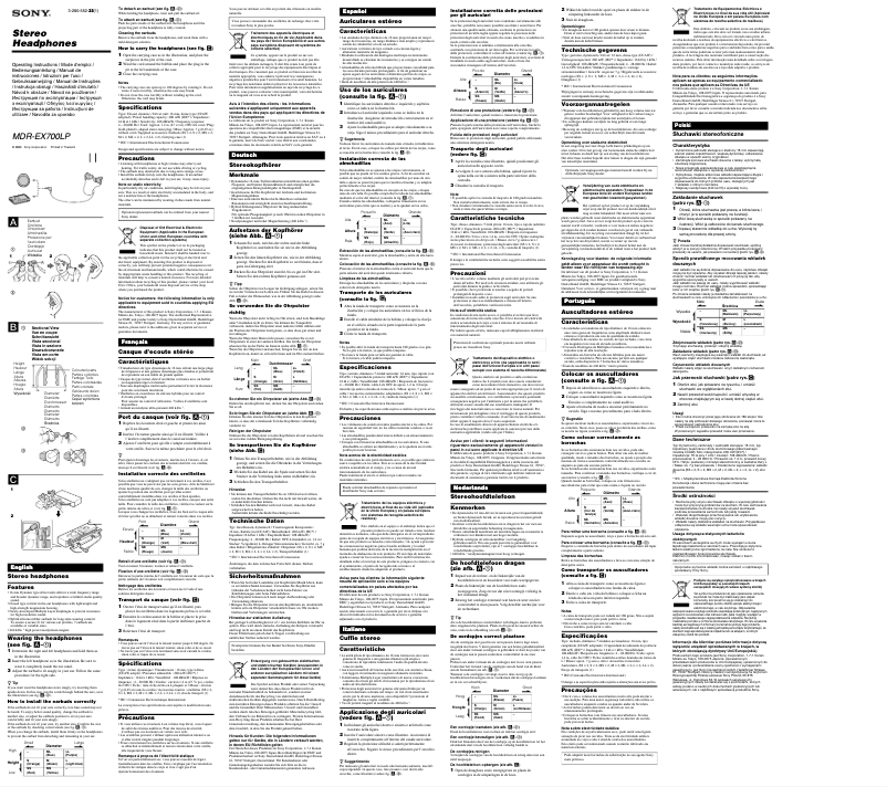 Image de la première page du manuel de l'appareil MDR-EX700LP