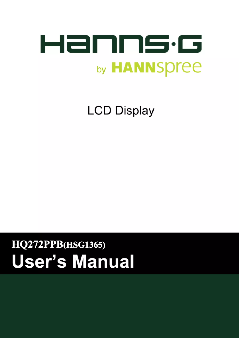 Image de la première page du manuel de l'appareil Hanns.G HQ 272 PPB