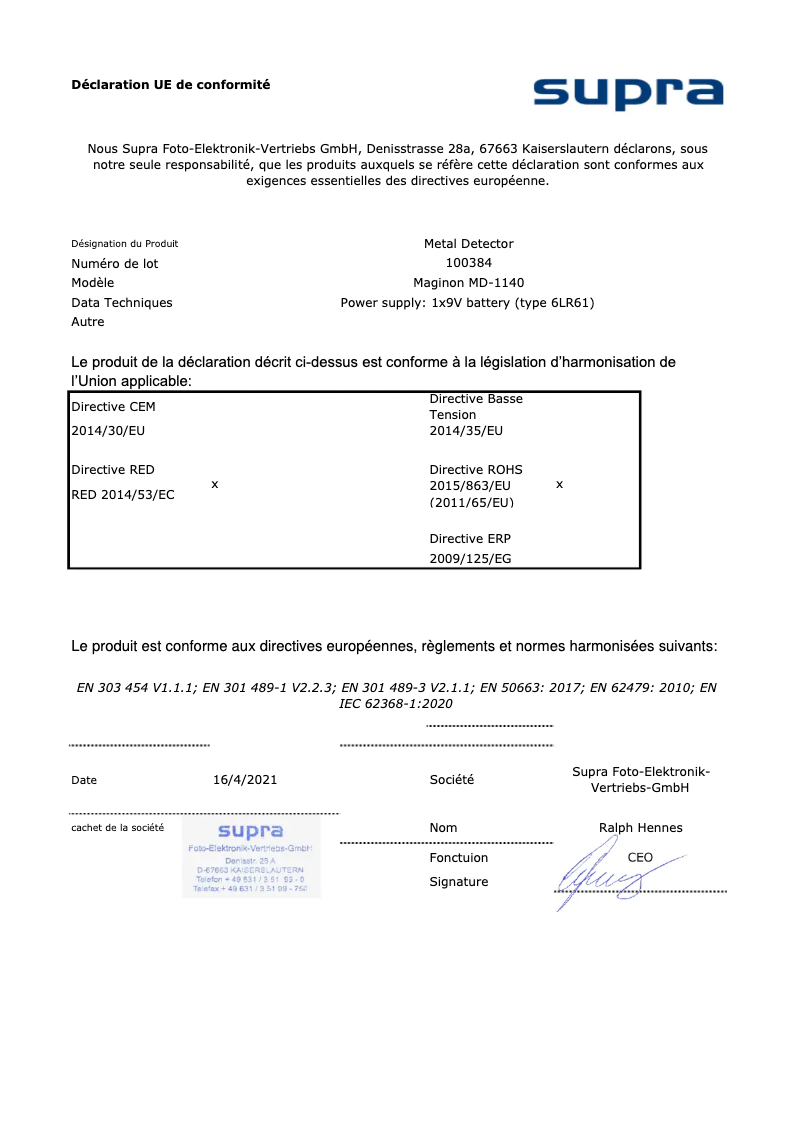 Page 1 de la notice Manuel utilisateur Maginon MD-1140
