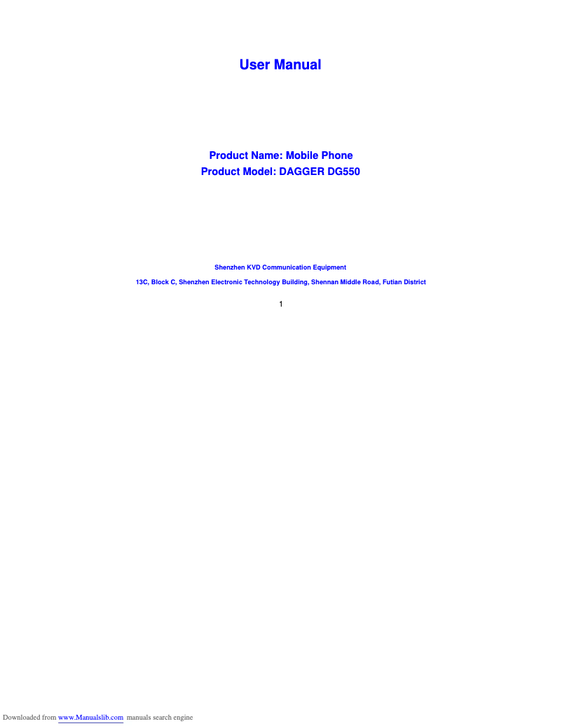 Image de la première page du manuel de l'appareil Dagger DG550