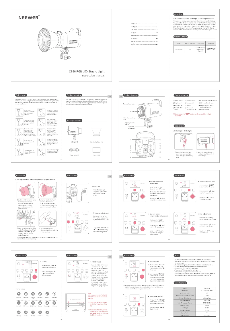 Page 1 de la notice Manuel utilisateur Neewer CB60