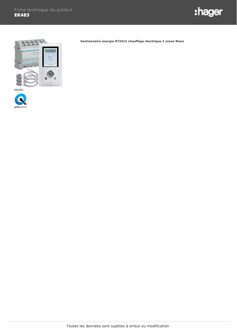 Image de la première page du manuel de l'appareil EK483