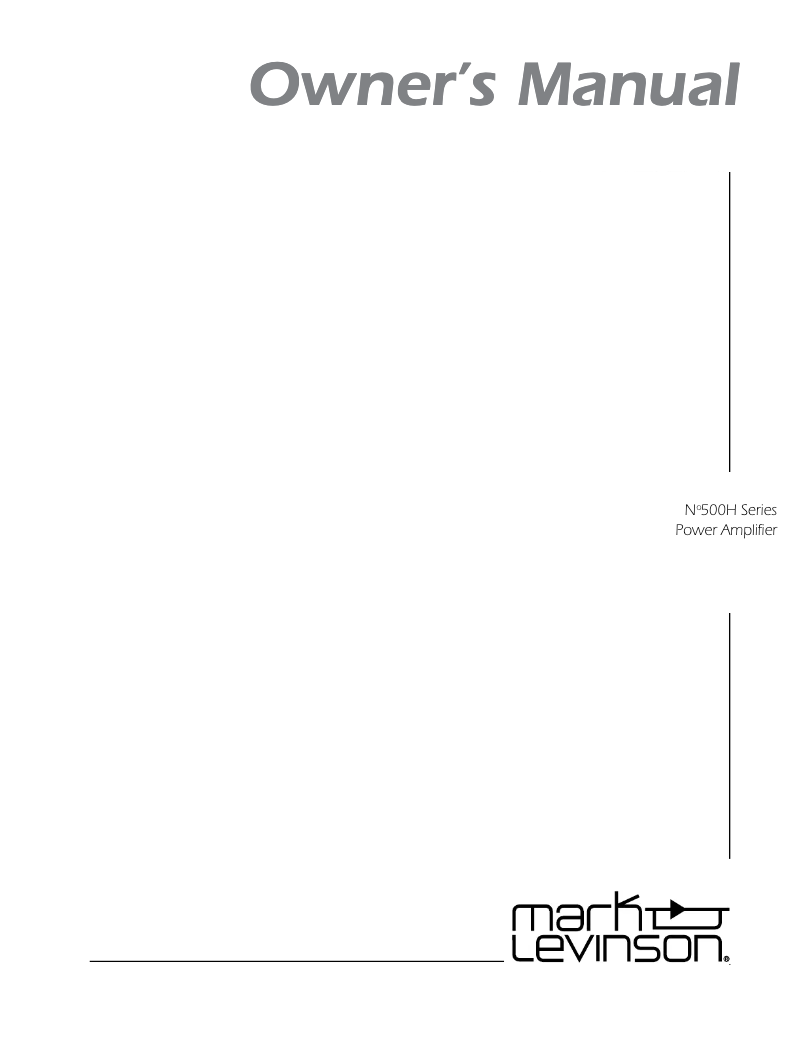 Page n°1 - Manuel utilisateur Mark Levinson No535H