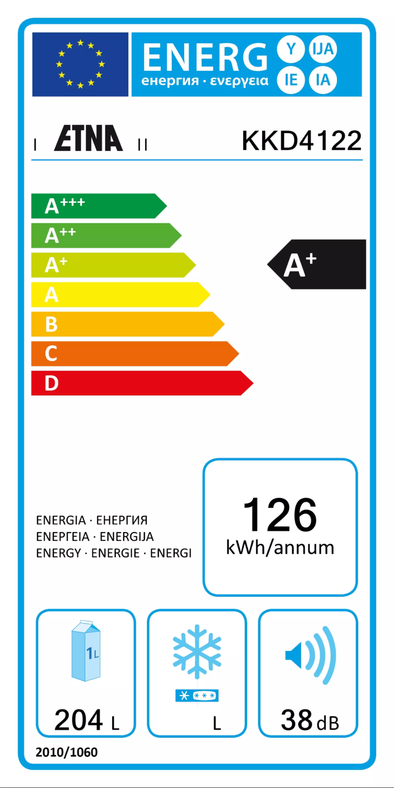 Page n°1 - Label énergétique Etna KKD4122