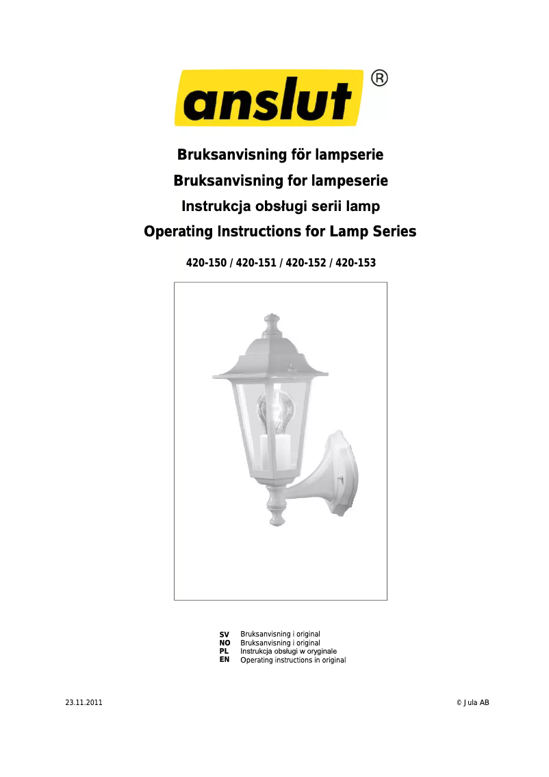 Page 1 de la notice Manuel utilisateur Anslut 420-150