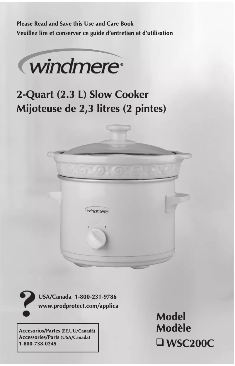 Page 1 de la notice Manuel utilisateur Windmere WSC200C