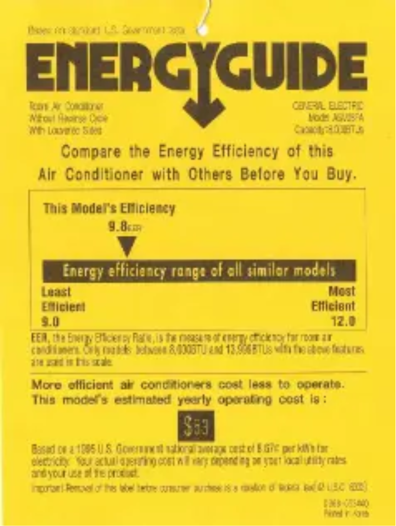 Page n°1 - Label énergétique GE ASV08FA