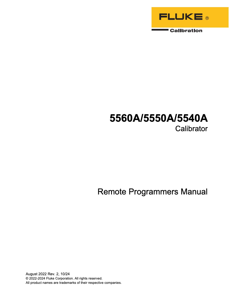 Page n°1 - Manuel utilisateur Fluke 5550A