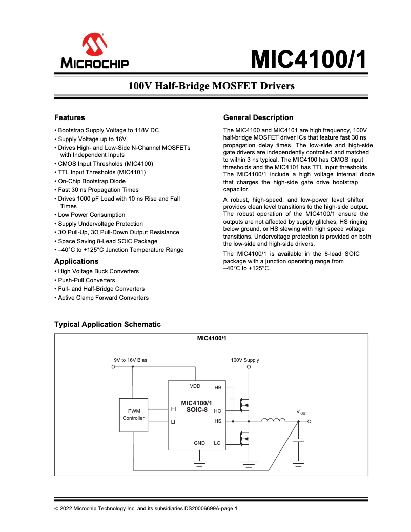 Page 1 de la notice Manuel utilisateur Microchip MIC4101