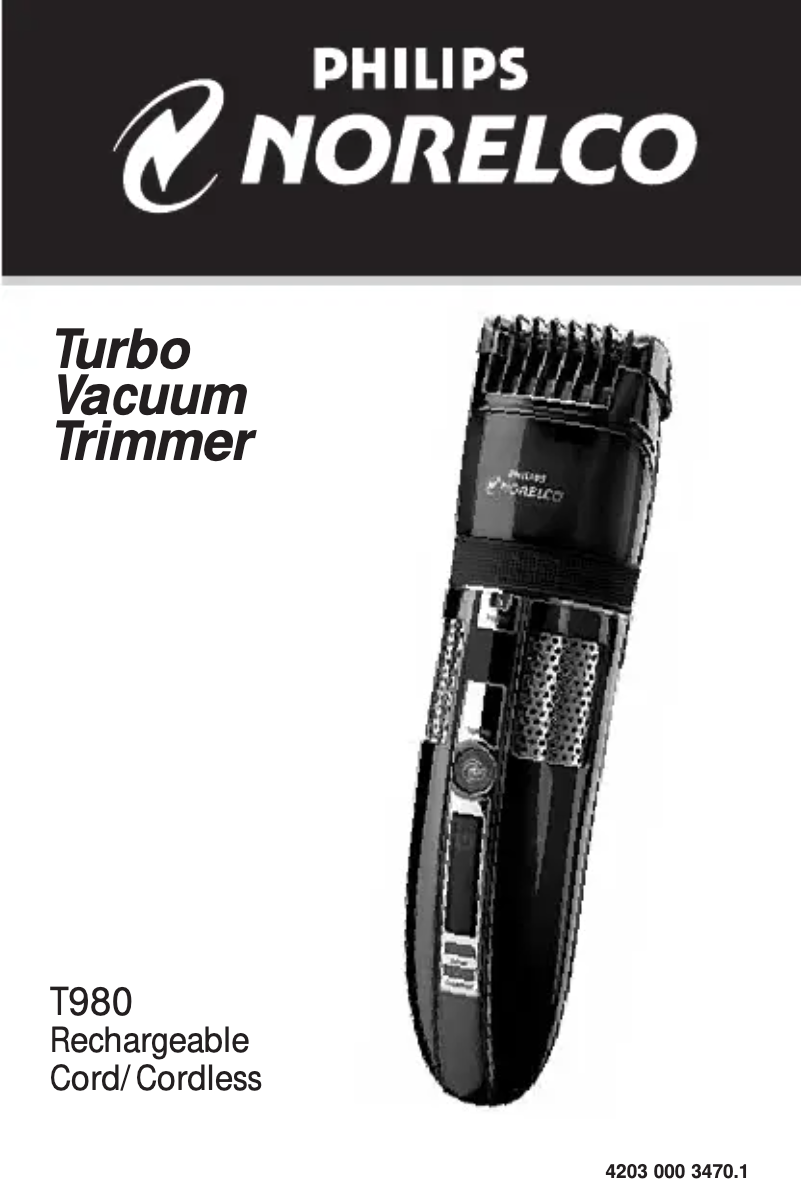 Image de la première page du manuel de l'appareil Norelco T980