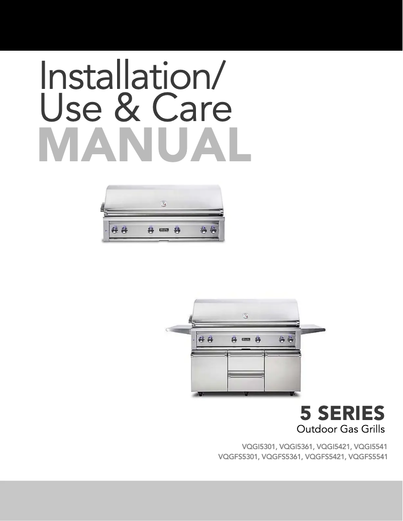 Page 1 de la notice Manuel utilisateur Viking VQGFS5301NSS