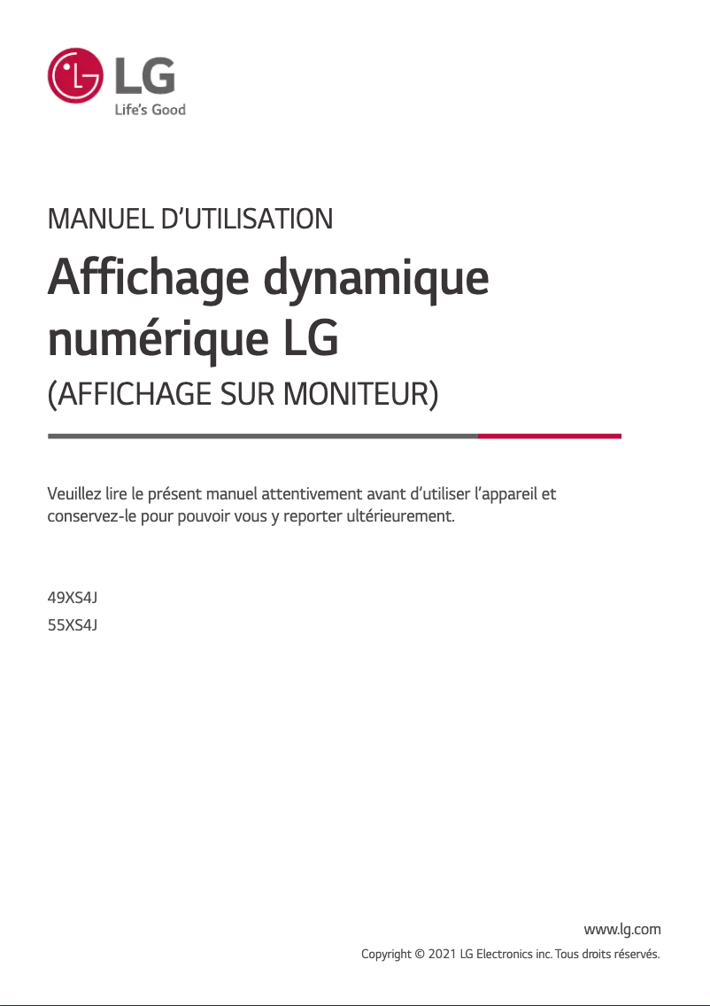 Image de la première page du manuel de l'appareil 49XS4J