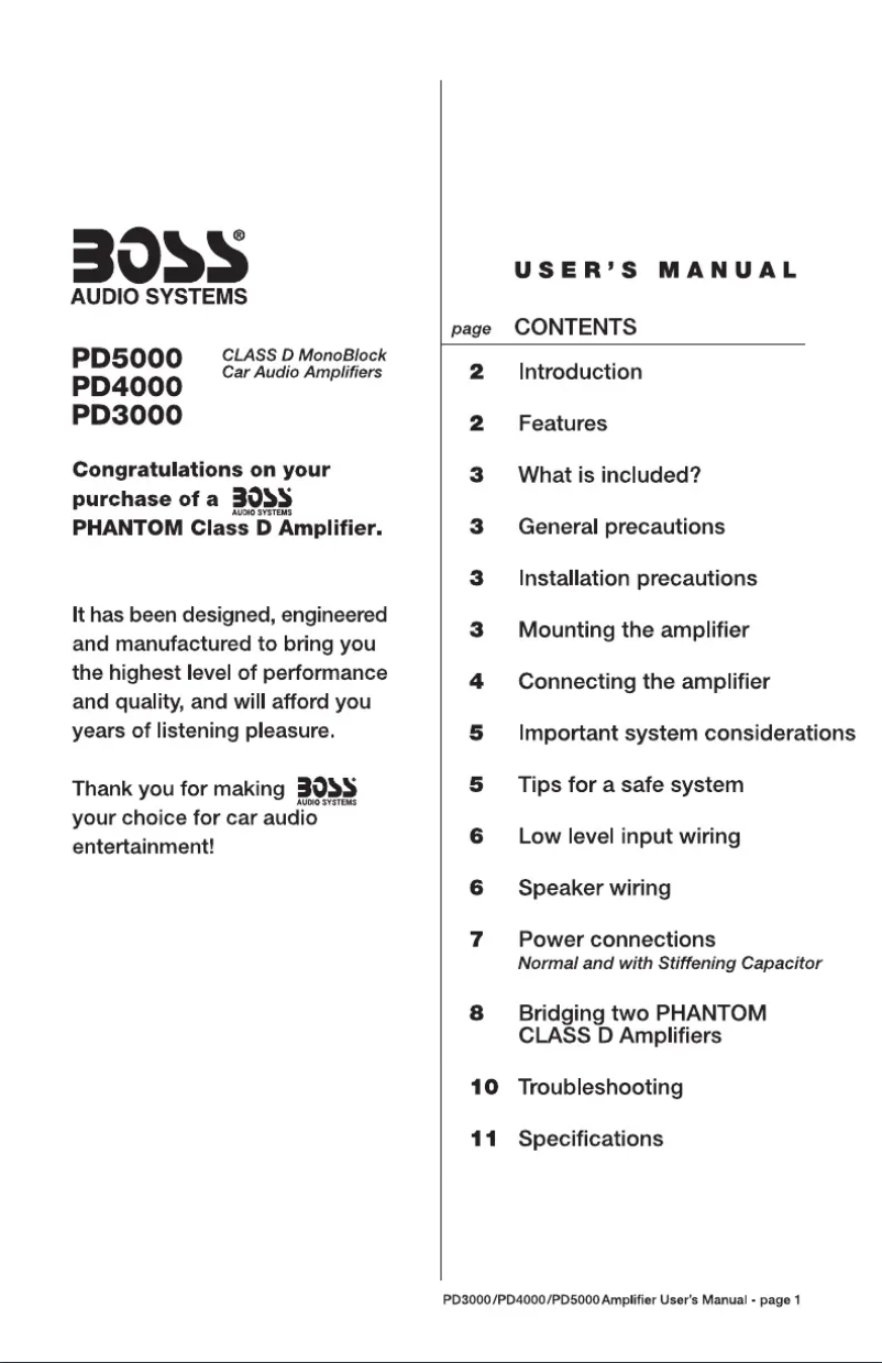 Page n°1 - Manuel utilisateur Boss PD5000