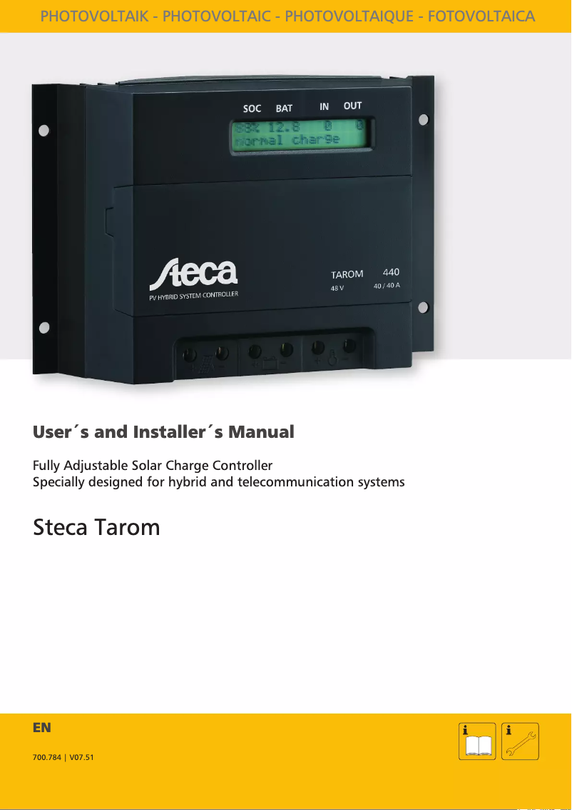 Page n°1 - Manuel utilisateur Steca Tarom 440