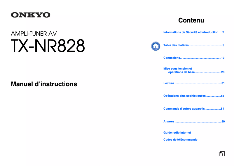 Page n°1 - Manuel utilisateur Onkyo TX-NR828