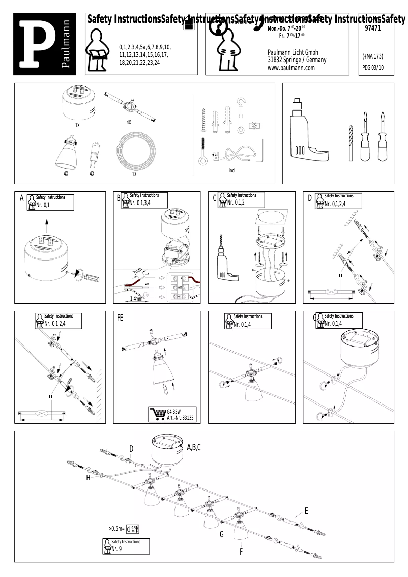 Page 1 de la notice Manuel utilisateur Paulmann Kuba 97471