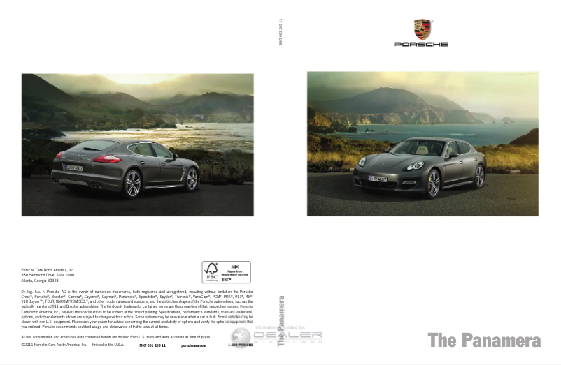Image de la première page du manuel de l'appareil Panamera (2013)