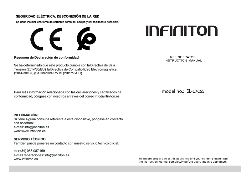 Page 1 de la notice Manuel utilisateur Infiniton CL-17C55