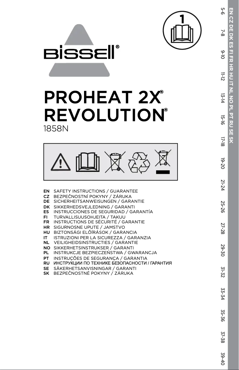 Page 1 de la notice Manuel utilisateur Bissell ProHeat 2X Revolution