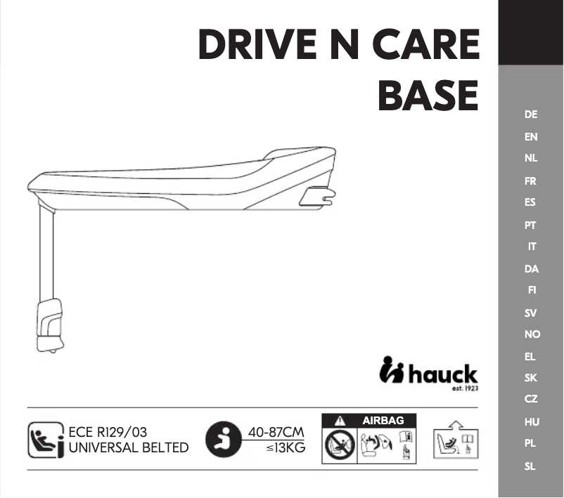 Page 1 de la notice Manuel utilisateur Hauck Drive N Care Base