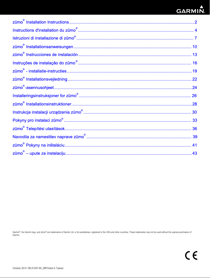 Page 1 de la notice Guide d'installation Garmin Zumo 350LM