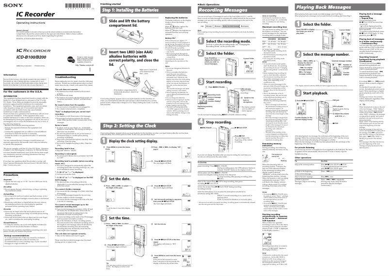 Página 1 del manual Manual de usuario Sony ICD-B200RS