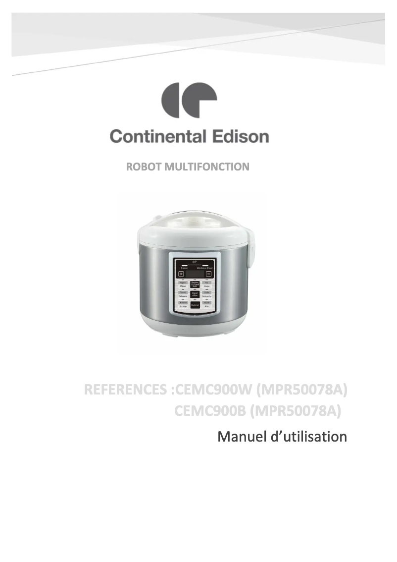 Page n°1 - Manuel utilisateur Continental Edison CEMC900W