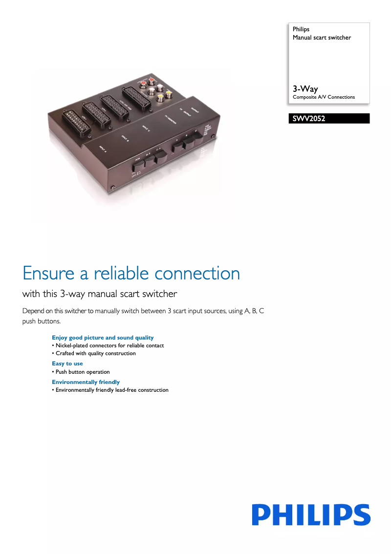 Page 1 of the manual Brochure Philips SWV2052W