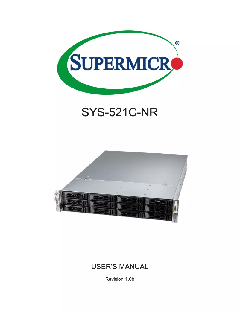 Page 1 de la notice Manuel utilisateur Supermicro SuperServer SYS-521C-NR