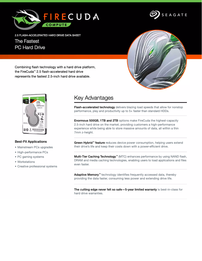 Page n°1 - Fiche technique Seagate FireCuda