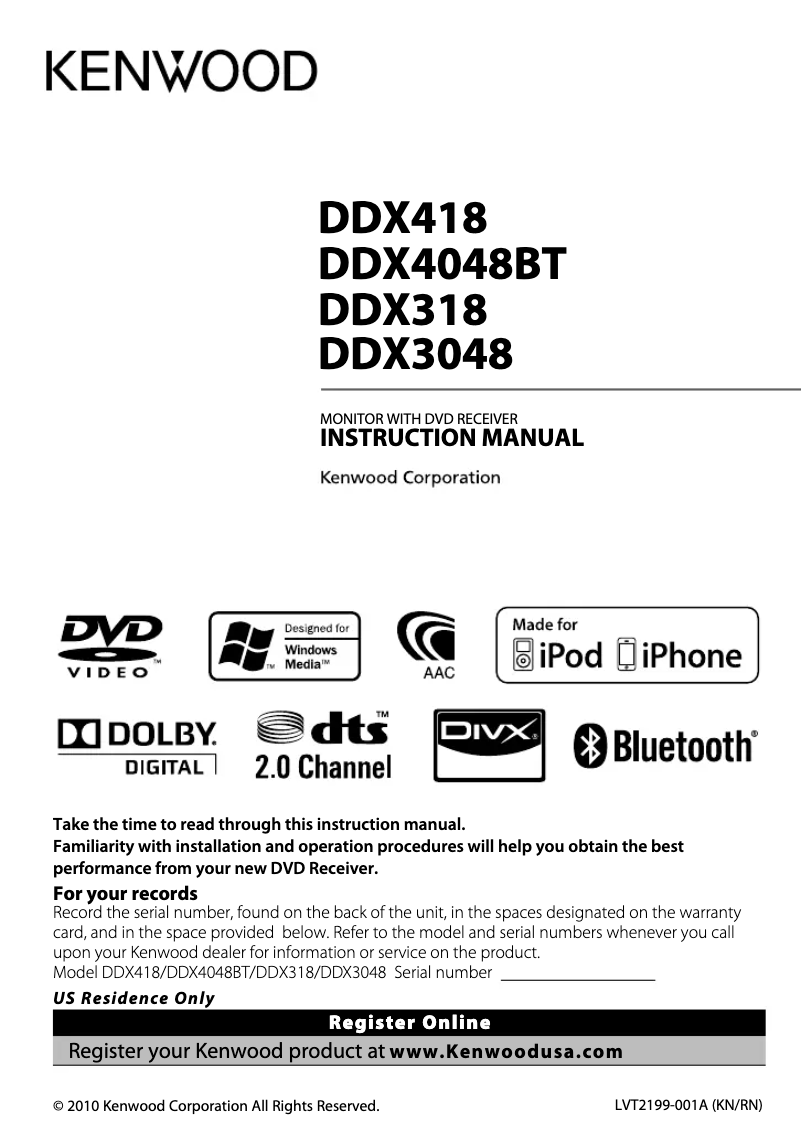 Page 1 de la notice Manuel utilisateur Kenwood DDX318
