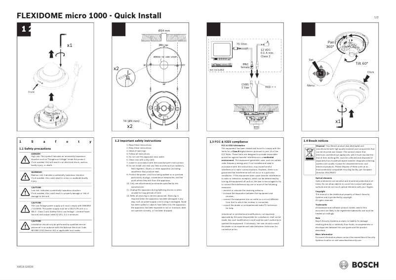 Page 1 of the manual User Manual Bosch FlexiDome micro 1000