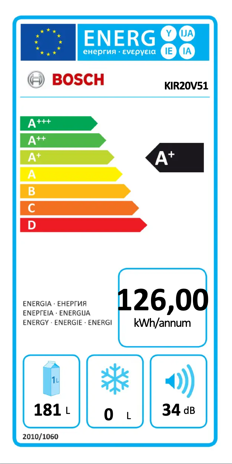 Page n°1 - Label énergétique Bosch KIR20V51
