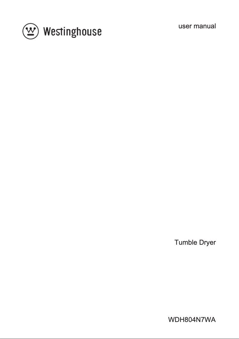 Page 1 de la notice Manuel utilisateur Westinghouse WDH804N7WA